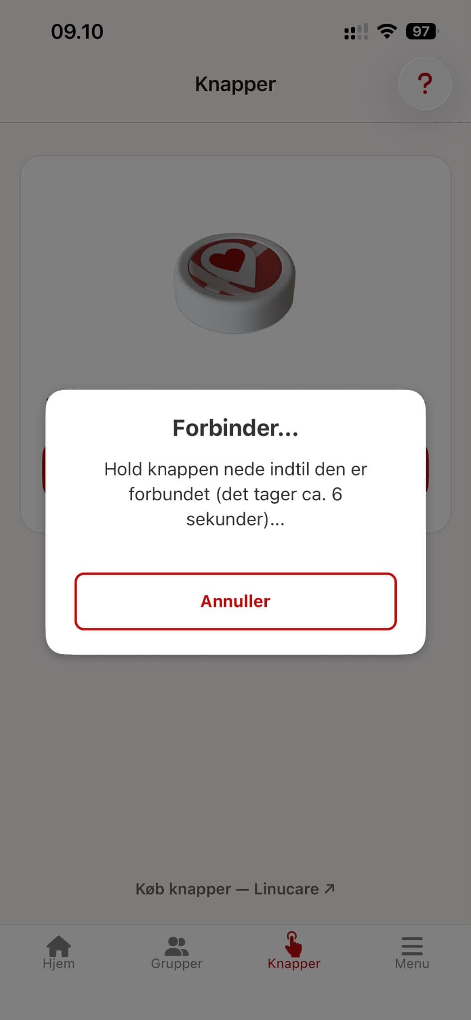 Hold knappen nede